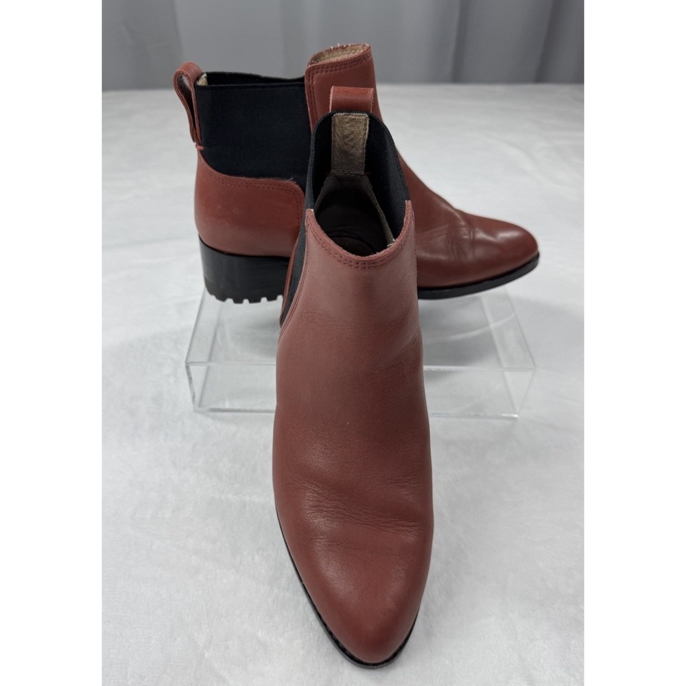 MADEWELL Women's 8 Kathleen Boots Burgundy Chelsea Leather Lugsole NA847
